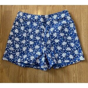 J Crew Blue White Floral Print Dress Shorts Size 10